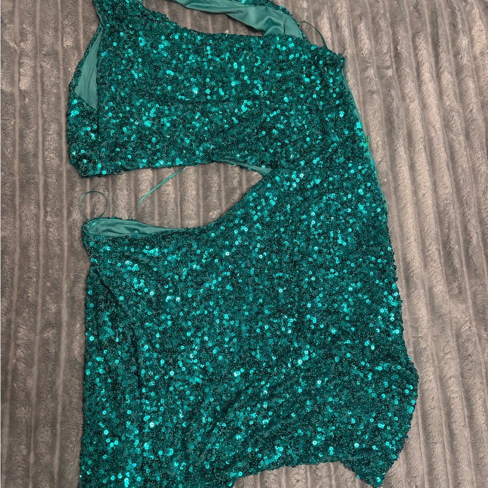 Fashion Nova Teal Sequin Dress
